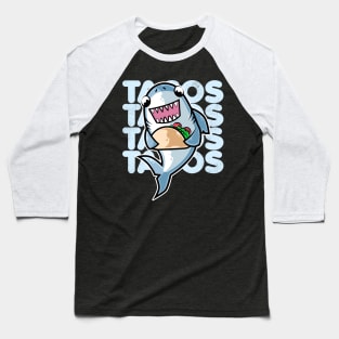 Shark Taco Kawaii Neko Anime Mexican food print Baseball T-Shirt